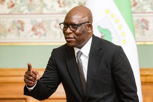 RUSSIA, MOSCOW - MAY 18, 2026: Simeon Oyono Esono Angue, Minister of Foreign Affairs, International Cooperation, and Diaspora of Equatorial Guinea, during a press conference following a meeting with Russia s Foreign Minister Sergei Lavrov at the Reception House of the Russian Foreign Ministry Moscow Russia  - ZUMAt113 20260518_zaa_t113_094 Copyright: xMikhailxSinitsynx