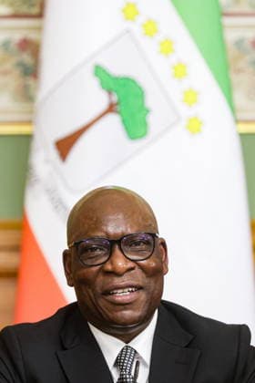RUSSIA, MOSCOW - MAY 18, 2026: Simeon Oyono Esono Angue, Minister of Foreign Affairs, International Cooperation, and Diaspora of Equatorial Guinea, during a press conference following a meeting with Russia s Foreign Minister Sergei Lavrov at the Reception House of the Russian Foreign Ministry Moscow Russia  - ZUMAt113 20260518_zaa_t113_104 Copyright: xMikhailxSinitsynx