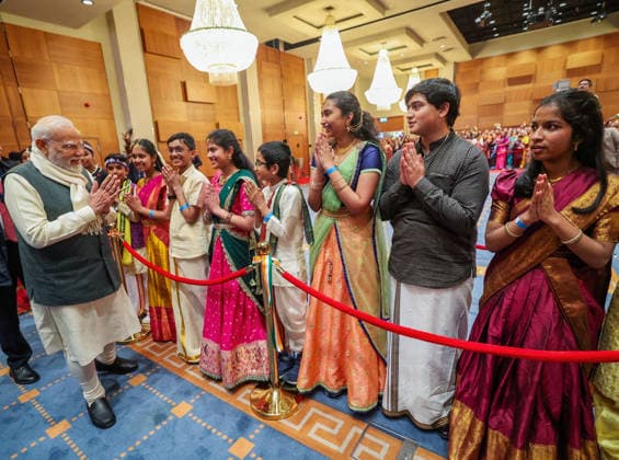 RECORD DATE NOT STATED PM Modi arrives in Norway Oslo Norway , May 18 (ANI): Prime Minister Narendra Modi meets the Indian diaspora on his arrival, in Oslo on Monday. (DPR PMO ANI Photo) Oslo Norway Copyright: xANIx ANI_20260518194