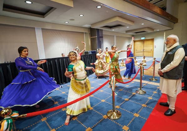 RECORD DATE NOT STATED PM Modi arrives in Norway Oslo Norway , May 18 (ANI): Prime Minister Narendra Modi witnesses a cultural performance upon his arrival, in Oslo on Monday. (DPR PMO ANI Photo) Oslo Norway Copyright: xANIx ANI_20260518207