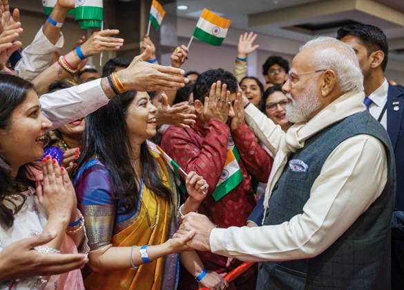 RECORD DATE NOT STATED PM Modi arrives in Norway Oslo Norway , May 18 (ANI): Prime Minister Narendra Modi receives a warm welcome from the members of Indian diaspora, in Oslo on Monday. (DPR PMO ANI Photo) Oslo Norway Copyright: xANIx ANI_20260518210