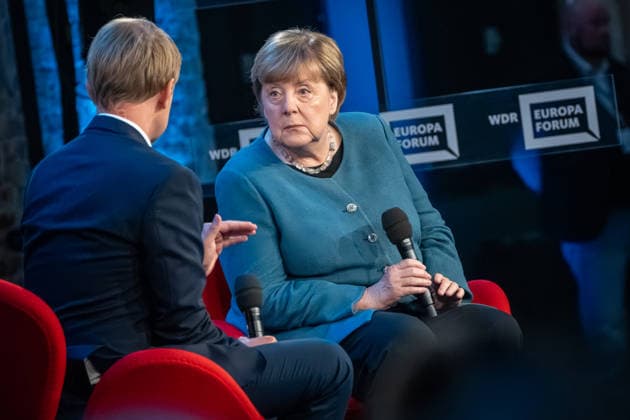Former German Chancellor Angela Merkel at the WDR Europaforum as part of re publica 2026, in conversation with Markus Preiß, Studio Manager and Editor-in-Chief Television, ARDHauptstadtstudio Digital Conference re publica 2026 in Berlin, Berlin Berlin Germany Event location STATION