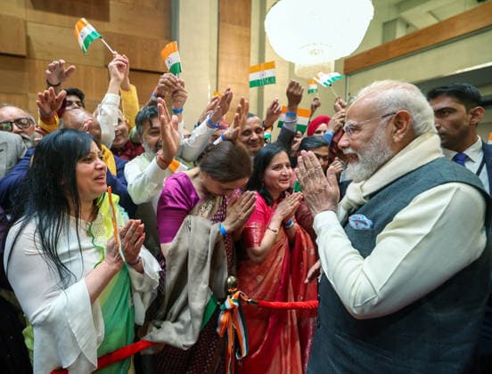 RECORD DATE NOT STATED PM Modi arrives in Norway Oslo Norway , May 18 (ANI): Prime Minister Narendra Modi receives a warm welcome from the members of Indian diaspora, in Oslo on Monday. (DPR PMO ANI Photo) Oslo Norway Copyright: xANIx ANI_20260518225