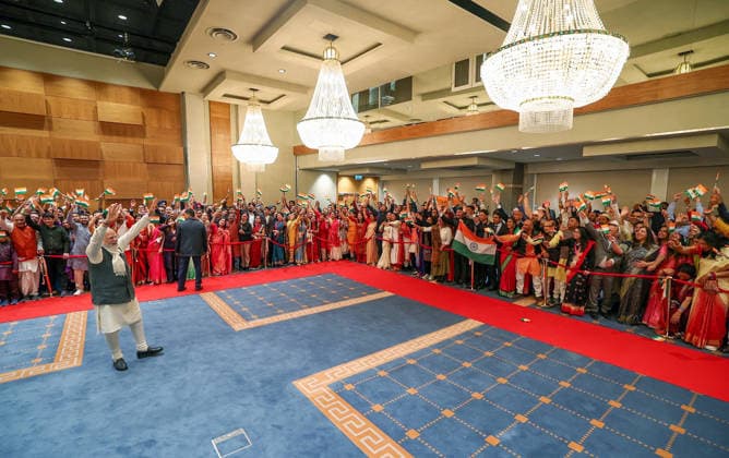 RECORD DATE NOT STATED PM Modi arrives in Norway Oslo Norway , May 18 (ANI): Prime Minister Narendra Modi receives a warm welcome from the members of Indian diaspora, in Oslo on Monday. (DPR PMO ANI Photo) Oslo Norway Copyright: xANIx ANI_20260518237
