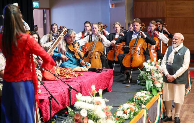 PM Modi arrives in Norway Oslo Norway , May 18 (ANI): Prime Minister Narendra Modi witnesses a cultural performance upon his arrival, in Oslo on Monday. (DPR PMO ANI Photo) Oslo Norway Copyright: xANIx ANI_20260518245