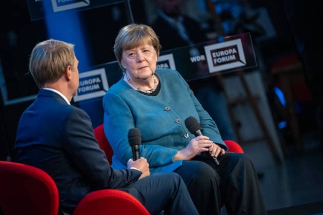 Former German Chancellor Angela Merkel at the WDR Europaforum as part of re publica 2026, in conversation with Markus Preiß, Studio Manager and Editor-in-Chief Television, ARDHauptstadtstudio Digital Conference re publica 2026 in Berlin, Berlin Berlin Germany Event location STATION