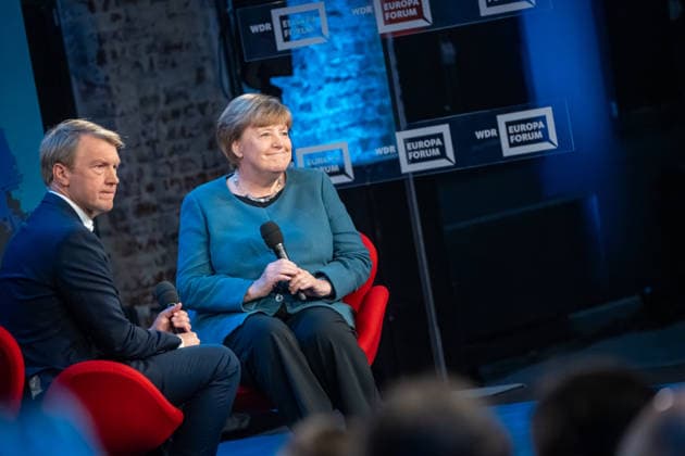 Former German Chancellor Angela Merkel at the WDR Europaforum as part of re publica 2026, in conversation with Markus Preiß, Studio Manager and Editor-in-Chief Television, ARDHauptstadtstudio Digital Conference re publica 2026 in Berlin, Berlin Berlin Germany Event location STATION