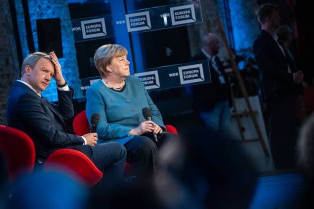 Former German Chancellor Angela Merkel at the WDR Europaforum as part of re publica 2026, in conversation with Markus Preiß, Studio Manager and Editor-in-Chief Television, ARDHauptstadtstudio Digital Conference re publica 2026 in Berlin, Berlin Berlin Germany Event location STATION