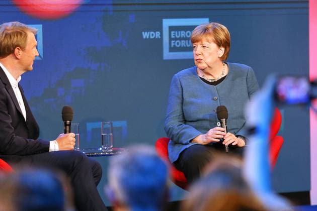 Berlin, Germany, 18 05 2026 Station Digital trade fair Re publica 2026 ARD capital city correspondent Markus Preiß in an interview with former Chancellor Angela Merkel in the WDR Europaforum program Copyright: xdtsxNachrichtenagenturx dts_119175