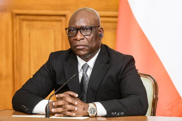 RUSSIA, MOSCOW - MAY 18, 2026: Simeon Oyono Esono Angue, Minister of Foreign Affairs, International Cooperation, and Diaspora of Equatorial Guinea, during a press conference following a meeting with Russia s Foreign Minister Sergei Lavrov at the Reception House of the Russian Foreign Ministry. Mikhail Sinitsyn TASS  92680427