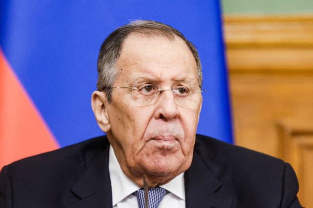 RUSSIA, MOSCOW - MAY 18, 2026: Russia s Foreign Minister Sergei Lavrov during a press conference following a meeting with Simeon Oyono Esono Angue, Minister of Foreign Affairs, International Cooperation, and Diaspora of Equatorial Guinea, at the Reception House of the Russian Foreign Ministry. Mikhail Sinitsyn TASS  92681533