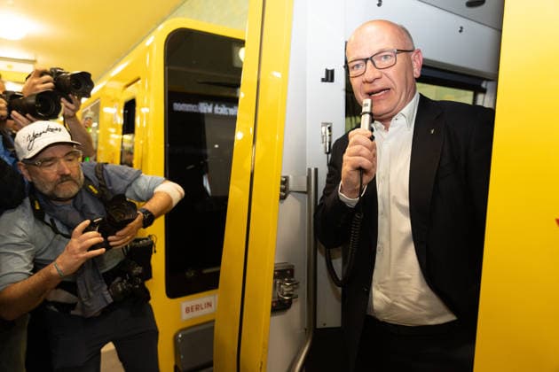 Kai Wegner, Governing Mayor BVG celebrates new fleet for the Berlin underground lines U5 and U9, on 18 05 2026 in Berlin, U Bahn Alexander Platz , Germany