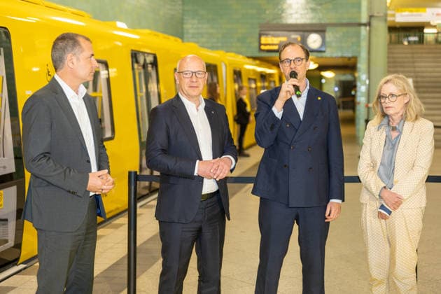 Kai Wegner, Governing Mayor BVG celebrates new fleet for the Berlin underground lines U5 and U9, on 18 05 2026 in Berlin, U Bahn Alexander Platz , Germany