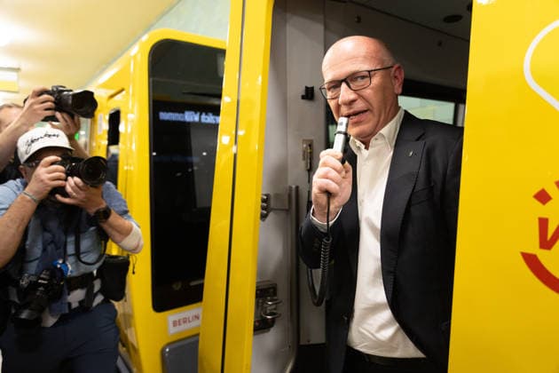 Kai Wegner, Governing Mayor BVG celebrates new fleet for the Berlin underground lines U5 and U9, on 18 05 2026 in Berlin, U Bahn Alexander Platz , Germany