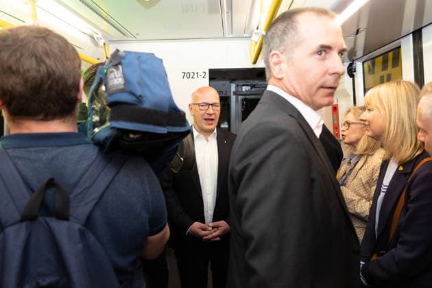 Kai Wegner, Governing Mayor BVG celebrates new fleet for the Berlin underground lines U5 and U9, on 18 05 2026 in Berlin, U Bahn Alexander Platz , Germany