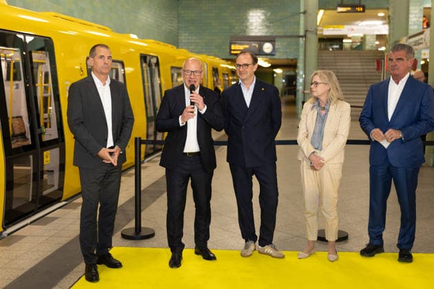 Kai Wegner, Governing Mayor BVG celebrates new fleet for the Berlin underground lines U5 and U9, on 18 05 2026 in Berlin, U Bahn Alexander Platz , Germany