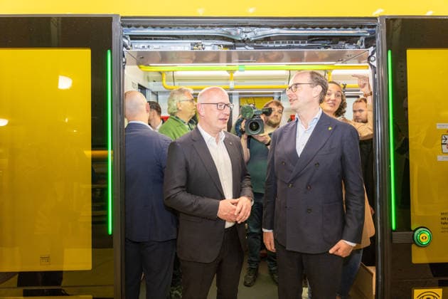 Kai Wegner, Governing Mayor BVG celebrates new fleet for the Berlin underground lines U5 and U9, on 18 05 2026 in Berlin, U Bahn Alexander Platz , Germany