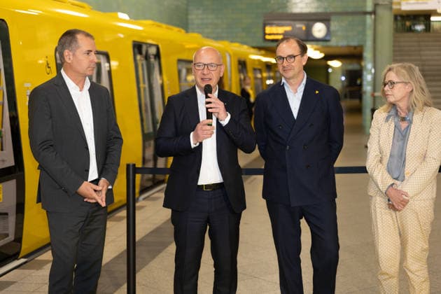 Kai Wegner, Governing Mayor BVG celebrates new fleet for the Berlin underground lines U5 and U9, on 18 05 2026 in Berlin, U Bahn Alexander Platz , Germany