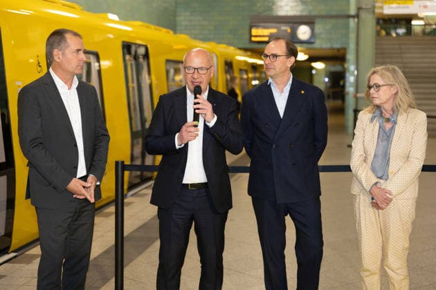 Kai Wegner, Governing Mayor BVG celebrates new fleet for the Berlin underground lines U5 and U9, on 18 05 2026 in Berlin, U Bahn Alexander Platz , Germany