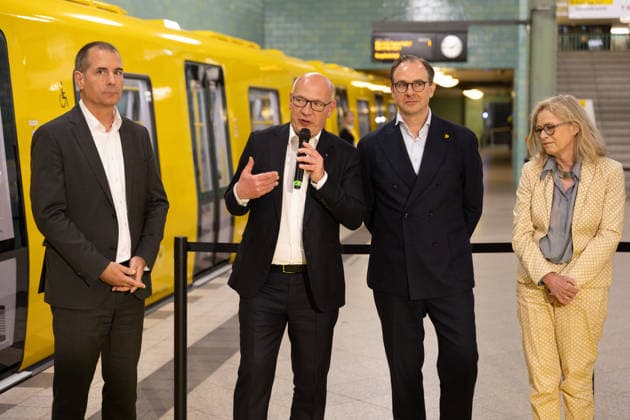 Kai Wegner, Governing Mayor BVG celebrates new fleet for the Berlin underground lines U5 and U9, on 18 05 2026 in Berlin, U Bahn Alexander Platz , Germany