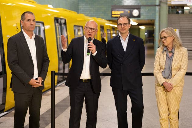 Kai Wegner, Governing Mayor BVG celebrates new fleet for the Berlin underground lines U5 and U9, on 18 05 2026 in Berlin, U Bahn Alexander Platz , Germany