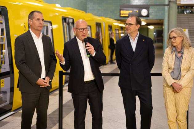 Kai Wegner, Governing Mayor BVG celebrates new fleet for the Berlin underground lines U5 and U9, on 18 05 2026 in Berlin, U Bahn Alexander Platz , Germany