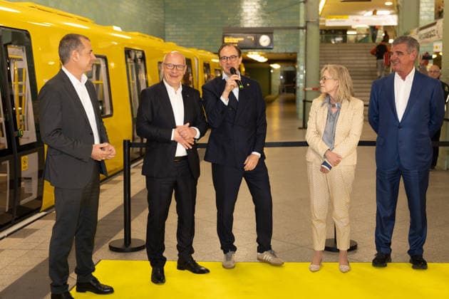 Kai Wegner, Governing Mayor BVG celebrates new fleet for the Berlin underground lines U5 and U9, on 18 05 2026 in Berlin, U Bahn Alexander Platz , Germany
