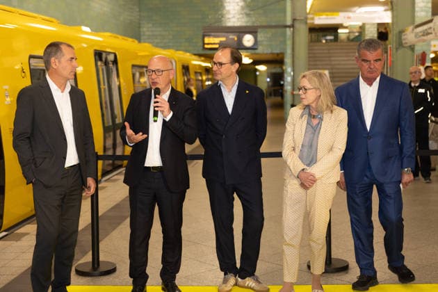 Kai Wegner, Governing Mayor BVG celebrates new fleet for the Berlin underground lines U5 and U9, on 18 05 2026 in Berlin, U Bahn Alexander Platz , Germany