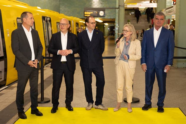 Kai Wegner, Governing Mayor BVG celebrates new fleet for the Berlin underground lines U5 and U9, on 18 05 2026 in Berlin, U Bahn Alexander Platz , Germany