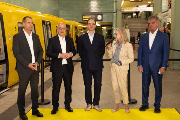 Kai Wegner, Governing Mayor BVG celebrates new fleet for the Berlin underground lines U5 and U9, on 18 05 2026 in Berlin, U Bahn Alexander Platz , Germany