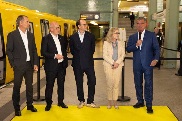 Kai Wegner, Governing Mayor BVG celebrates new fleet for the Berlin underground lines U5 and U9, on 18 05 2026 in Berlin, U Bahn Alexander Platz , Germany