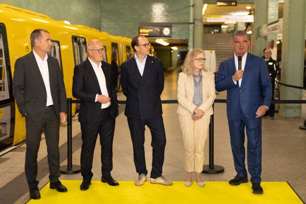 Kai Wegner, Governing Mayor BVG celebrates new fleet for the Berlin underground lines U5 and U9, on 18 05 2026 in Berlin, U Bahn Alexander Platz , Germany