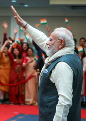PM Modi arrives in Norway Oslo Norway , May 18 (ANI): Prime Minister Narendra Modi receives a warm welcome from the members of Indian diaspora, in Oslo on Monday. (DPR PMO ANI Photo) Oslo Nor Copyright: xANIx ANI_20260518255