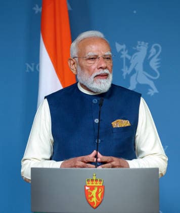 Joint press statement between India and Norway Oslo Norway , May 18 (ANI): Prime Minister Narendra Modi speaks at the joint press statement with Prime Minister of Norway, Jonas Gahr Store (unseen), in Oslo on Monday. (DPR PMO ANI Photo) Oslo Norway Copyright: xANIx ANI_20260518306
