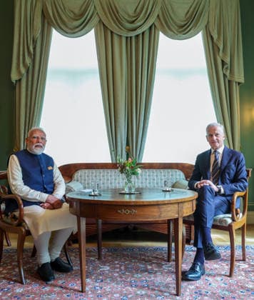 PM Modi meets Norway PM Jonas Gahr Store Oslo Norway , May 18 (ANI): Prime Minister Narendra Modi meets Prime Minister of Norway Jonas Gahr Store, in Oslo on Monday. (DPR PMO ANI Photo) Oslo Norway Copyright: xANIx ANI_20260518308