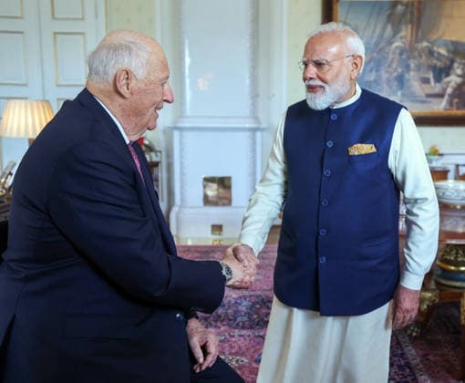 RECORD DATE NOT STATED PM Modi meets Harald V of Norway Oslo, May 18 (ANI): Prime Minister Narendra Modi meets Harald V of Norway, in Oslo on Monday. (@MEAIndia X ANI Photo) Oslo Norway Copyright: xANIx ANI_20260518376