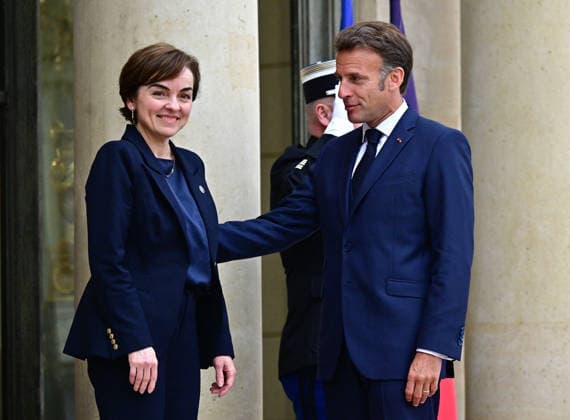 Le président d la République française Emmanuel Macron reçoit la Première ministre du Québec Christine Frechette au palais présidentiel de lÉlysée à Paris, France, le 18 mai 2026 Christian Liewig Bestimage French President Emmanuel Macron receives the Premier of Quebec Christine Frechette at the Elysee Presidential Palace in Paris, France, on May 18, 2026 Paris France  Copyright: xChristianxLiewigx xBestimagexChristianxLiewigx xBestimagex