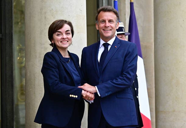 Le président d la République française Emmanuel Macron reçoit la Première ministre du Québec Christine Frechette au palais présidentiel de lÉlysée à Paris, France, le 18 mai 2026 Christian Liewig Bestimage French President Emmanuel Macron receives the Premier of Quebec Christine Frechette at the Elysee Presidential Palace in Paris, France, on May 18, 2026 Paris France  Copyright: xChristianxLiewigx xBestimagexChristianxLiewigx xBestimagex