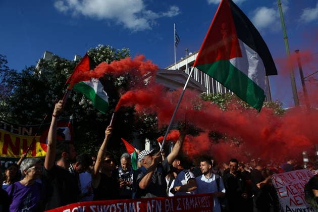 May 18, 2026, Athens, Greece: Supporters of Global Sumud Flotilla protest outside the Greek Ministry of Foreign Affairs against Israeli attack on flotilla close to Cyprus. Athens Greece  - ZUMAv62_ 20260518_zaf_v62_025 Copyright: xAristidisxVafeiadakisx