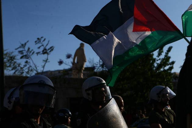May 18, 2026, Athens, Greece: Supporters of Global Sumud Flotilla protest outside the Greek Ministry of Foreign Affairs against Israeli attack on flotilla close to Cyprus. Athens Greece  - ZUMAv62_ 20260518_zaf_v62_029 Copyright: xAristidisxVafeiadakisx