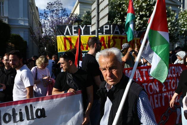 May 18, 2026, Athens, Greece: Supporters of Global Sumud Flotilla protest outside the Greek Ministry of Foreign Affairs against Israeli attack on flotilla close to Cyprus. Athens Greece - ZUMAv62_ 20260518_zaf_v62_017 Copyright: xAristidisxVafeiadakisx