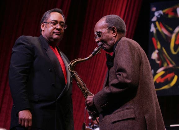 2006 NEA Jazz Masters Awards Jan 13, 2006; New York, NY, USA; JON FADDIS (L) and saxophonist JIMMY HEATH (R) perform at the 2006 NEA (National Endowment for the Arts) Jazz Master Awards held in conjunction with the 33rd Annual IAJE (International Association for Jazz Education) International Conference held at New York Hilton Hotel. Mandatory Credit: Photo by Nancy Kaszerman ZUMA Press. ( ) Copyright 2006 by Nancy Kaszerman New York NY USA Copyright: xNancyxKaszermanx