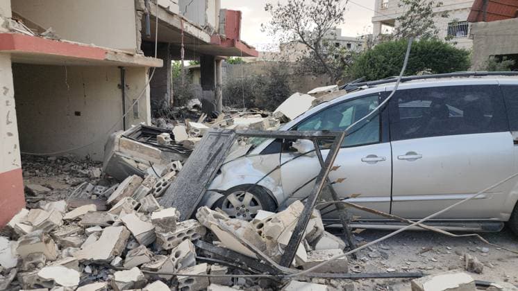 (260519) -- BAALBEK, May 19, 2026 -- This photo taken by a cellphone on May 18, 2026 shows the destruction left by an Israeli airstrike in Baalbek, Lebanon. At least six people were killed in the latest attacks, including two Palestinians in the Baalbek district of eastern Lebanon after a guided missile struck their apartment shortly after midnight. The victims were identified as Wael Abdel Halim, a commander in the Palestinian Islamic Jihad, and his 17-year-old daughter Rama, according to the Lebanese National News Agency (NNA). (Photo by Xinhua) LEBANON-BAALBEK-ISRAELI AIRSTRIKES-AFTERMATH TaherxAbuxHamdan 