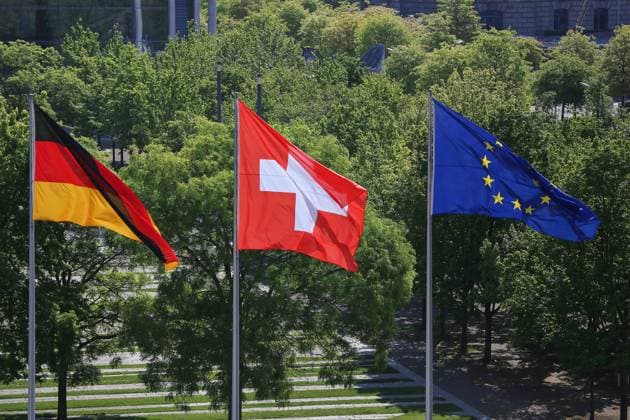 Berlin, Germany, 19 05 2026 Federal Chancellery Reception of the President of the Swiss Confederation The flags of Germany, Switzerland and the EU fly in front of the Chancellery Copyright: xdtsxNachrichtenagenturx dts_119443