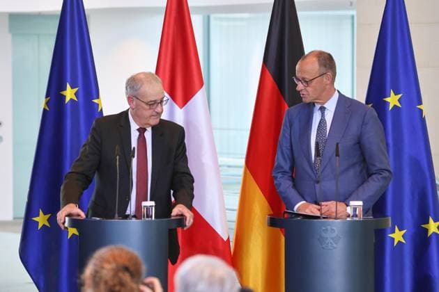 Berlin, Germany, 19 05 2026 Federal Chancellery Reception for the President of the Swiss Confederation Guy Parmelin and Federal Chancellor Friedrich Merz CDU at a press conference Copyright: xdtsxNachrichtenagenturx dts_119447