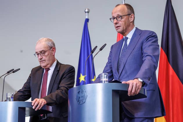 Press conference with Federal Chancellor Friedrich Merz and the President of the Swiss Confederation, Mr. Guy Parmelin Press conference with Federal Chancellor Friedrich Merz and the President of the Swiss Confederation, Mr. Guy Parmelin at the Federal Chancellery in Berlin on 19 05 2026 Berlin Berlin Germany Federal Chancellery