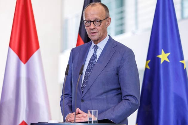 Press conference with Federal Chancellor Friedrich Merz and the President of the Swiss Confederation, Mr. Guy Parmelin Press conference with Federal Chancellor Friedrich Merz and the President of the Swiss Confederation, Mr. Guy Parmelin at the Federal Chancellery in Berlin on 19 05 2026 Berlin Berlin Germany Federal Chancellery