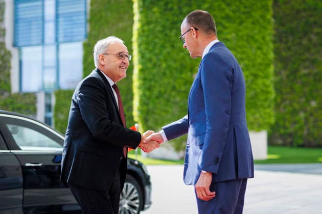 R L Friedrich Merz CDU , Federal Chancellor, welcomes Guy Parmelin, President of the Swiss Confederation, at the Federal Chancellery in Berlin, 19 05 2026 Berlin Germany Copyright: xAmreixSchulzx