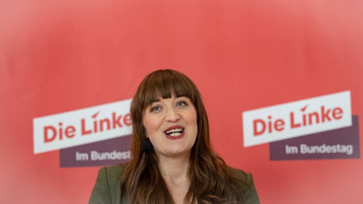 Parliamentary group leader Heidi Reichinnek during her press statement The Left Party statement in the German Bundestag at the start of the session week, Berlin Berlin Germany LOCATION