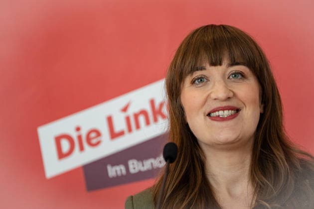 Parliamentary group leader Heidi Reichinnek during her press statement The Left Party statement in the German Bundestag at the beginning of the session week, Berlin Berlin Germany LOCATION